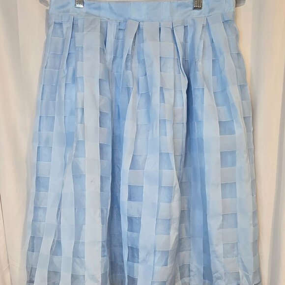 One Story Blue Ganghm Skirt, Size Large, Full Skirt - Picture 1 of 7